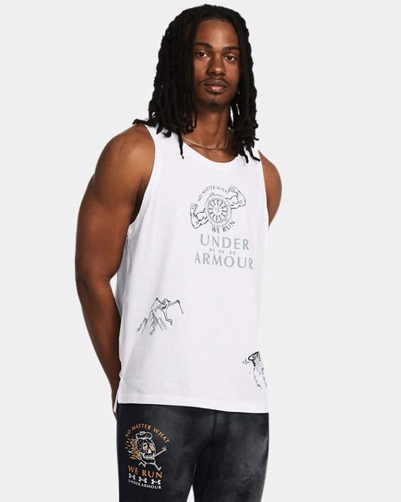 Camiseta sin mangas UA Launch para hombre, White, pdpMainDesktop image number 0